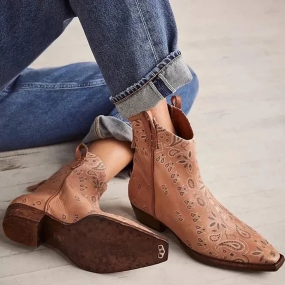 Free people Wesley Bandana Printed Ankle Boots